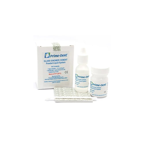 Prime Dental 010-020 Glass Ionomer Multi-Purpose Cement Kit Powder & Liquid Prime Dental 010-020 Glass Ionomer Multi-Purpose Cement Kit Powder & Liquid